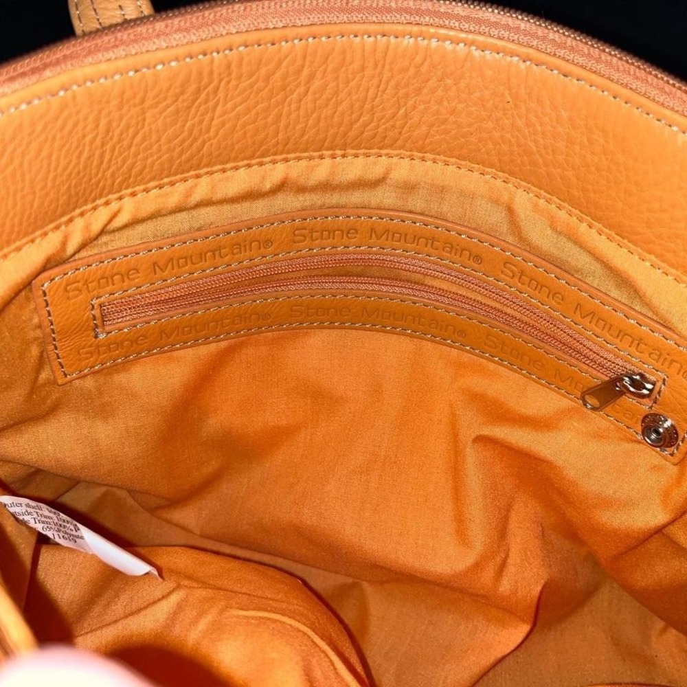 Stone Mountain Leather Purse Orange Satchel Storage Pockets - Picture 7 of 7